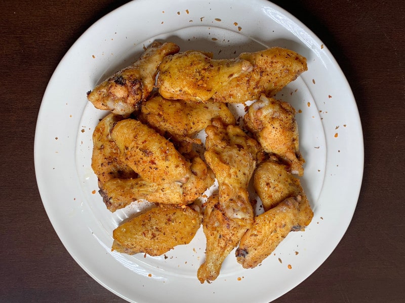 platter of dry rub wings