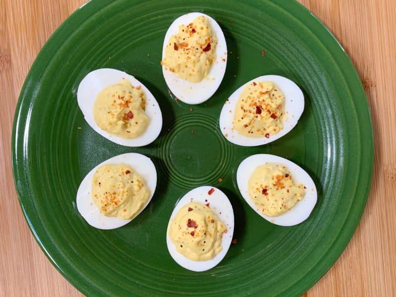 plate of Sweet Heat Deviled Eggs