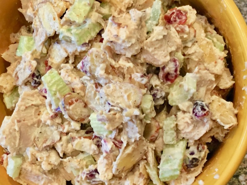 bowl of cherry chicken salad