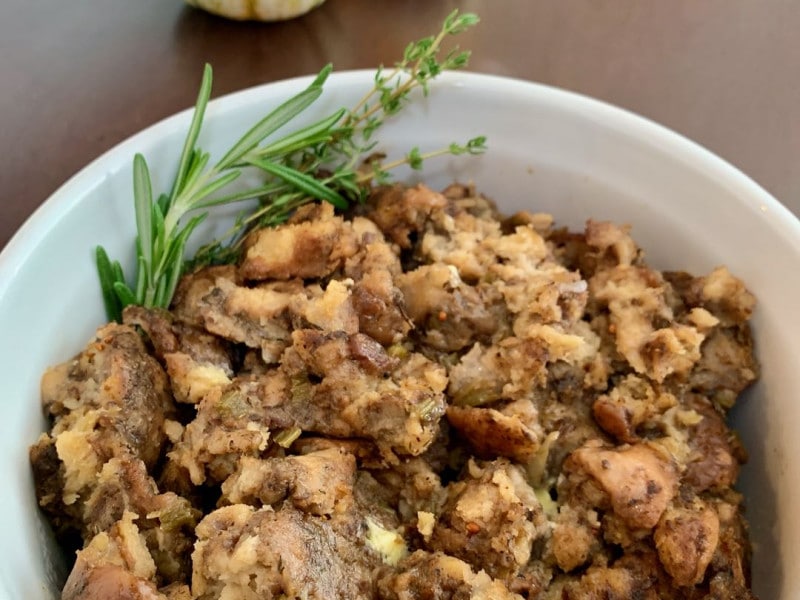 bowl of thanksgiving dressing