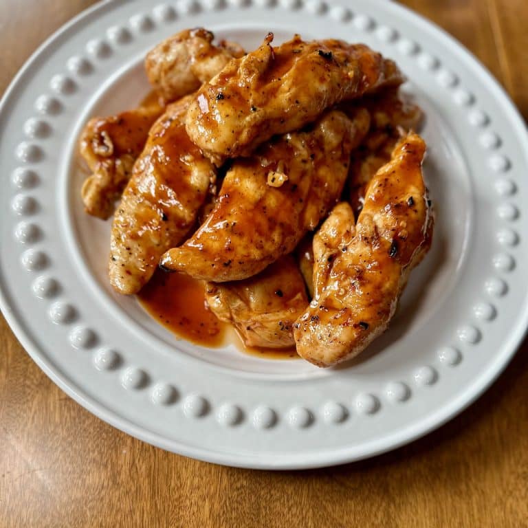 plate of sweet buffalo chicken tenders